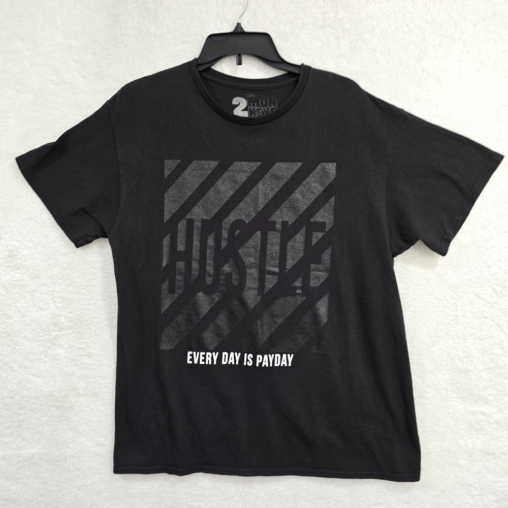 Hustle Men's Black Short Sleeve T-shirt Sz Large Every‎ Day Is Payday Casual Tee